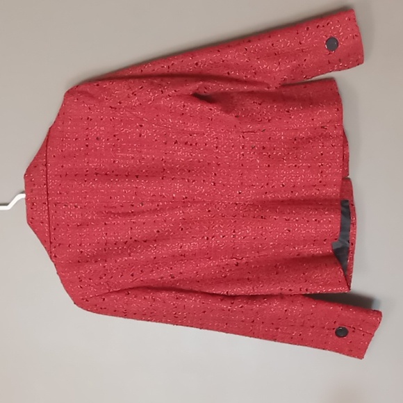 Worthington Red/Black Woven Style Blazer w Black Twill Embellishment Pin Size 14 - Picture 2 of 8